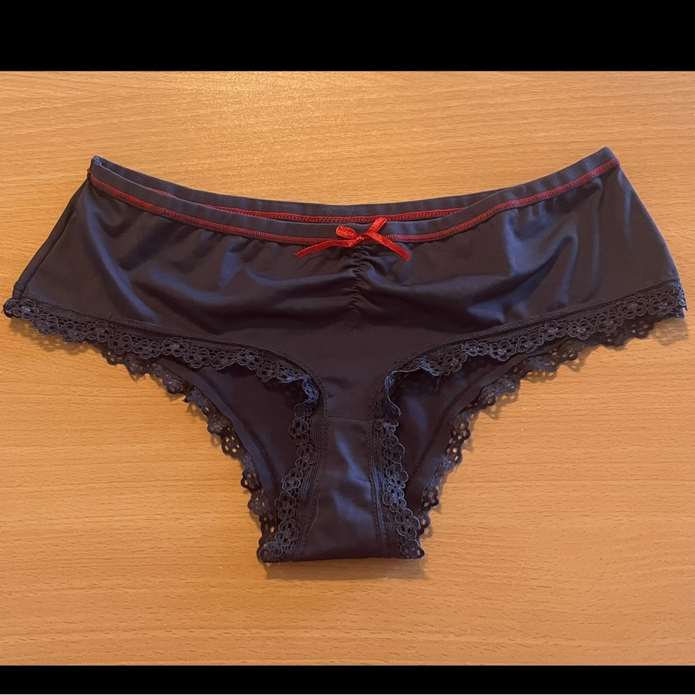 Vintage Sailor Look Navy Blue & Red Trim Cheeky Tanga Panties by Rampage Size L